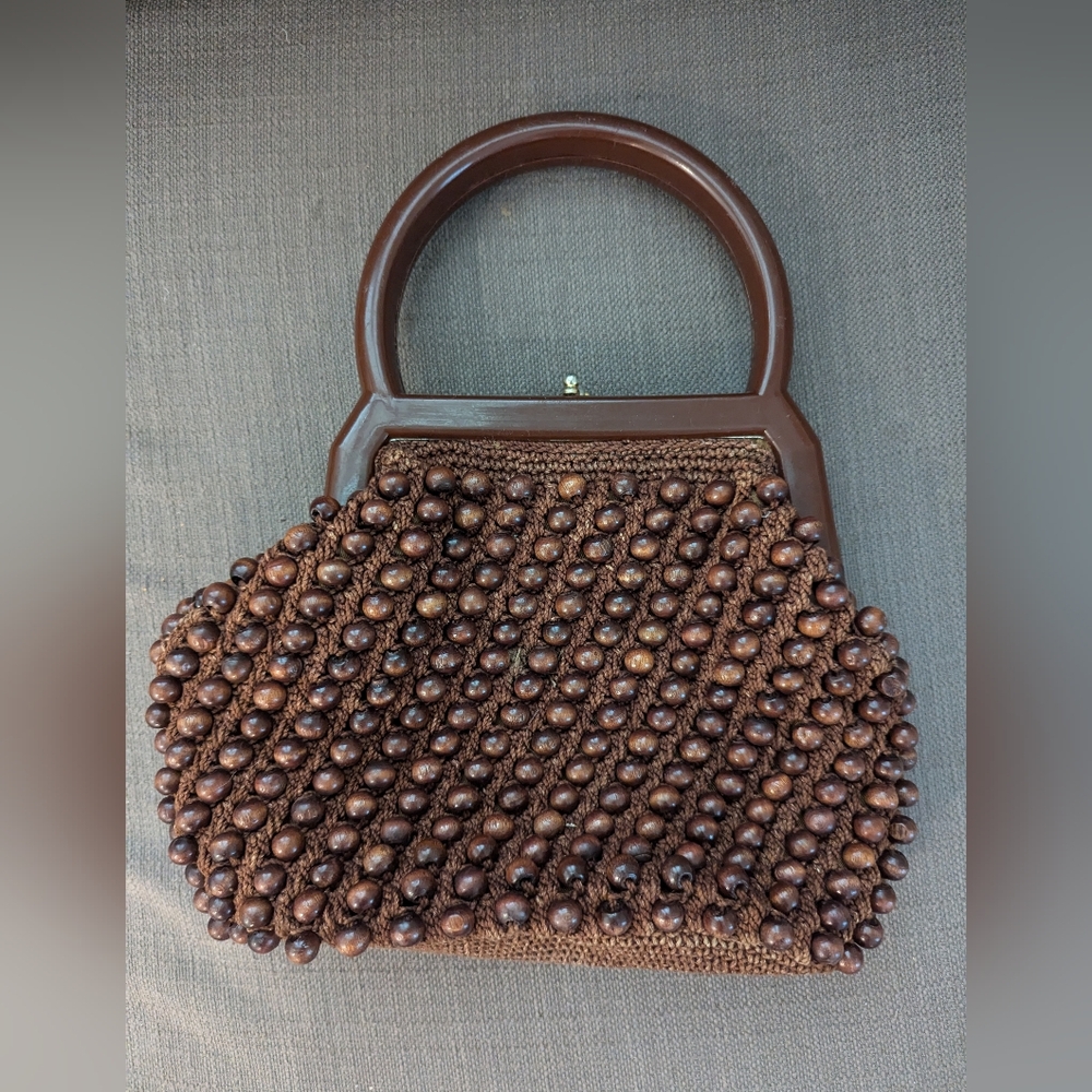 VINTAGE Wooden Beaded Clutch - Picture 4 of 8